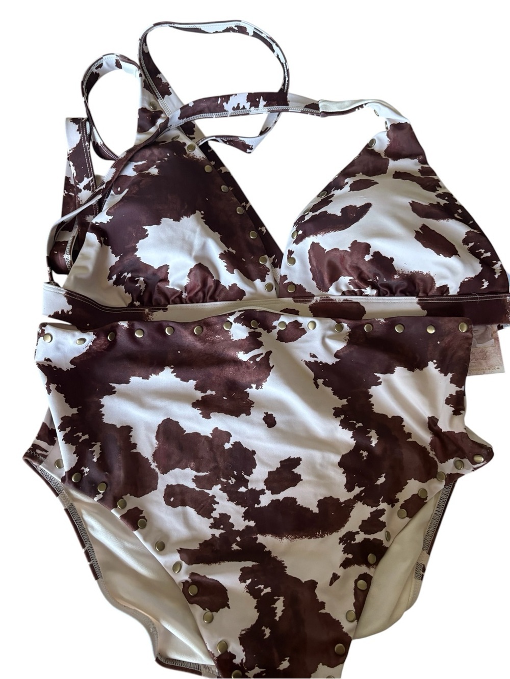 Jessica Simpson Brown & White Cow-Print Kids One-Piece Swimsuit